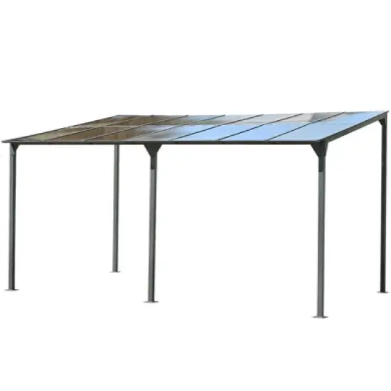 Wall-Mounted Gazebo with PC Roof Panels for Patio, Outdoor Pergola Gazebo with Iron Frame for Deck, Awning Gazebo Shelter for Garden-Koiai image {3}