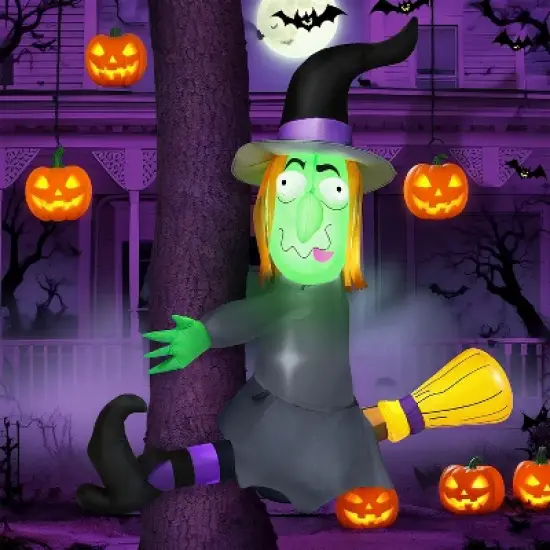 Joyfy 4FT Halloween Inflatable Outdoor Decoration, Crashing Into Tree Inflatable with Built-in LEDs for Halloween Parties Yard Garden Outdoor Decor image {11}