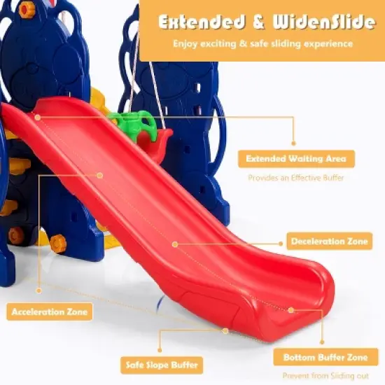 3 in 1 Toddler Climber and Swing Set Kid Climber Slide Playset w/Basketball Hoop image {8}