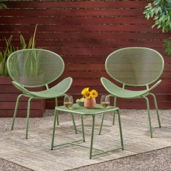 3 Piece Metal Patio Table and Chairs Sets, Outdoor Conversation Furniture Set,Metal Patio Table and Chairs Set for Small Space-Maison Boucle image {8}