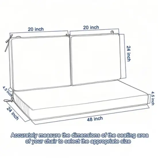 Outdoor Deep Seat Cushions for Patio Furniture &ndash; Striped Double Seat Set (1 Seat + 2 Back Cushions) &ndash; Removable Covers image {1}