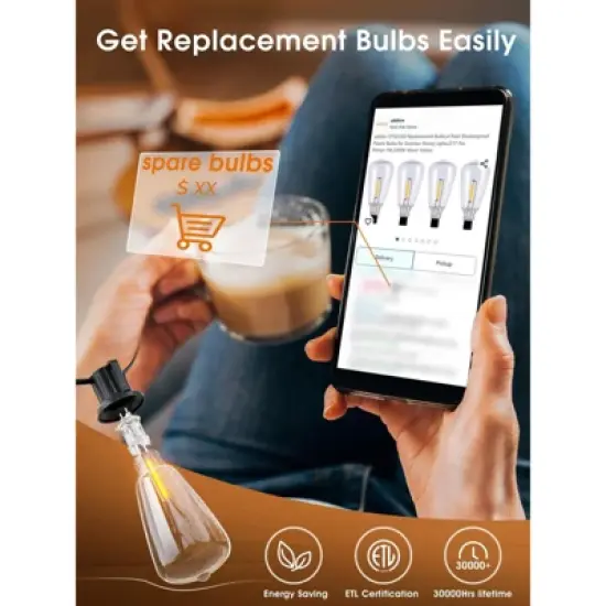 Itopfox Outdoor String Lights, Waterproof Patio Lights with 45+3 Shatterproof Dimmable LED Bulbs, Connectable for Backyard Garden image {8}