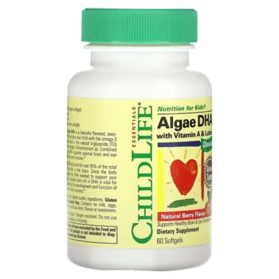 ChildLife Essentials Algae DHA with Vitamin A & Lutein, Natural Berry, 60 Softgels image {3}