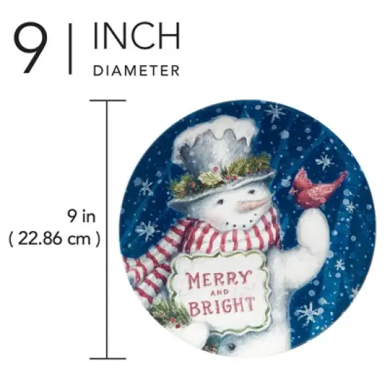 Certified International Set of 4 Snowman Greetings Dessert Plates image {2}