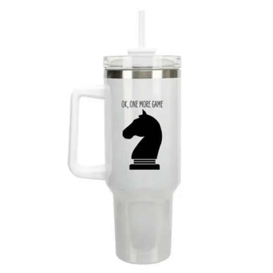 100 North Ok, One More Game Knight Horse Chess Piece Wrap-Around 40 Oz. Stainless Steel Water Bottle Coffee Mug, Spill & Leak Resistant, Travel image {5}