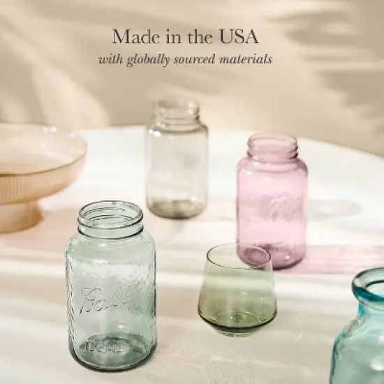 Ball 32oz 4pk Glass Regular Mouth Mason Color Jar with Lid and Band Seafoam Green image {3}
