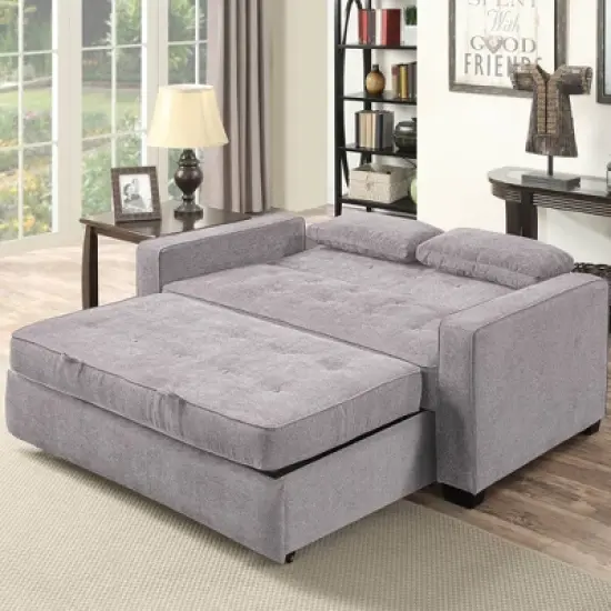 Andrea Convertible Futon Sleeper Sofa Light Gray - Serta image {1}