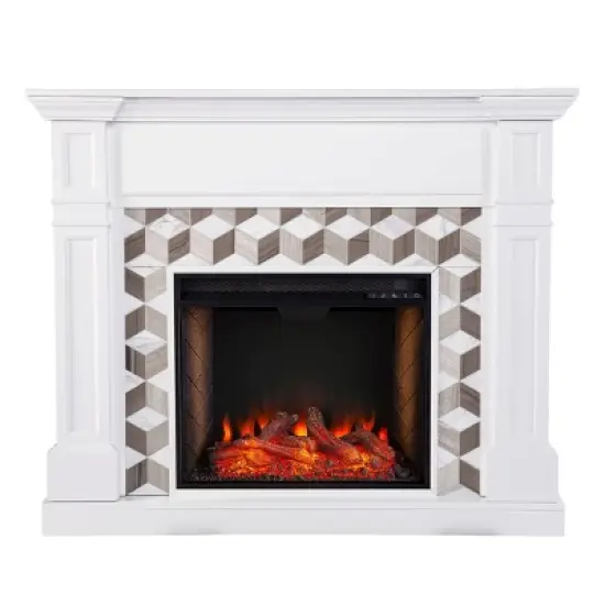Budedar Fireplace with Marble Surround White - Aiden Lane image {9}