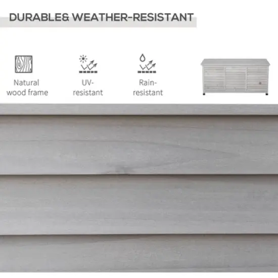 Gulches Outsunny 75 Gallon Wooden Deck Box, Outdoor Storage Container with Aerating Gap & Weather-Fighting Finish, Grey image {6}