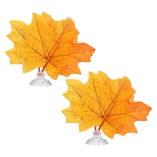 Unique Bargains Betta Fish Leaf Pad Hammock Plants for Fish Tank Yellow Orange 3.94"x3.54" image {6}