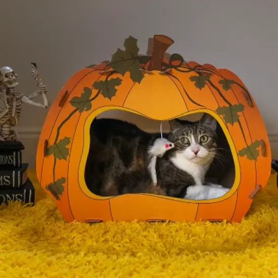 Midlee Halloween Pumpkin Cat Scratcher Cardboard House image {4}