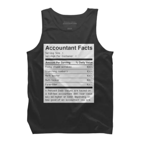 Men's Design By Humans Accountant Nutrition Facts Label By EJamjar Tank Top image {3}