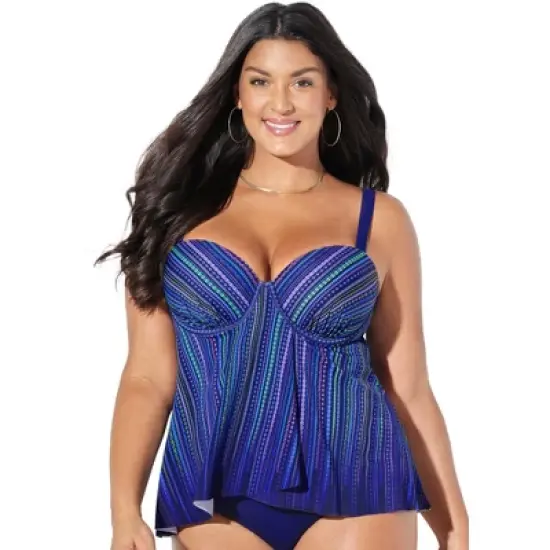 Swimsuits for All Women&rsquo;s Plus Size Flyaway Underwire Tankini Top image {5}