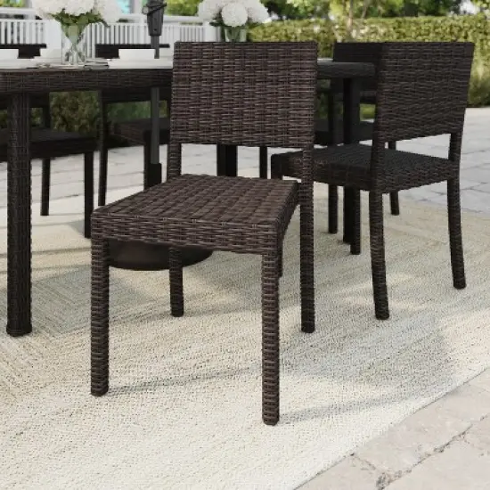 Martha Stewart Bedford Indoor-Outdoor Stackable Patio Dining Chair in Rattan Wicker image {6}