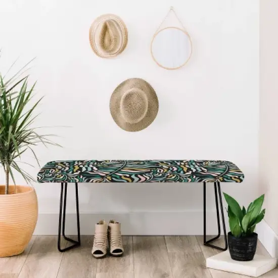 Evamatise Springtime Floral On Dark Bench Black - Deny Designs image {1}