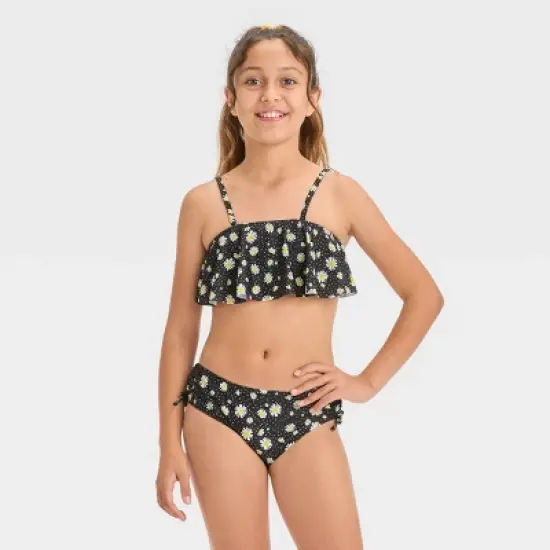 Girls' 'Daisy Dreams' Floral Printed Bikini Set - art class&trade; Black image {3}
