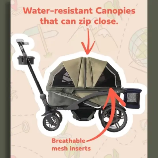 Gladly Family Anthem4 Wagon Stroller - Adventure Bundle Forest image {3}