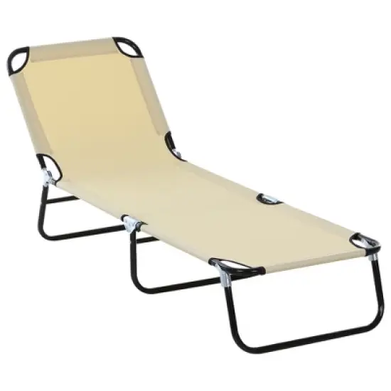 Outsunny Portable Outdoor Sun Lounger, Lightweight Folding Chaise Lounge Chair w/ 5-Position Adjustable Backrest for Beach, Poolside and Patio image {10}