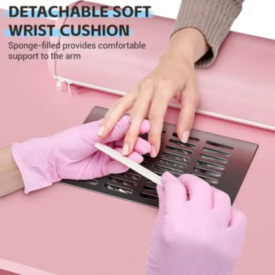 Manicure Table Nail Desk for Nail Tech, Nail Table Station with Electric Dust Collector, Nail Salon Storage Table image {4}