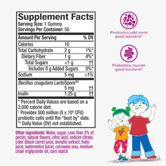 Align Kids' Probiotic Gummy Daily Digestive Supplement - Mixed Fruit- 50ct image {5}