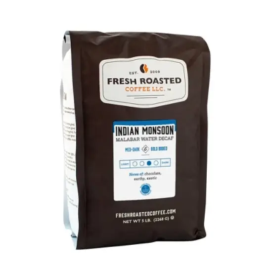 Fresh Roasted Coffee, Indian "Monsoon" Malabar Decaf, Ground Coffee image {6}