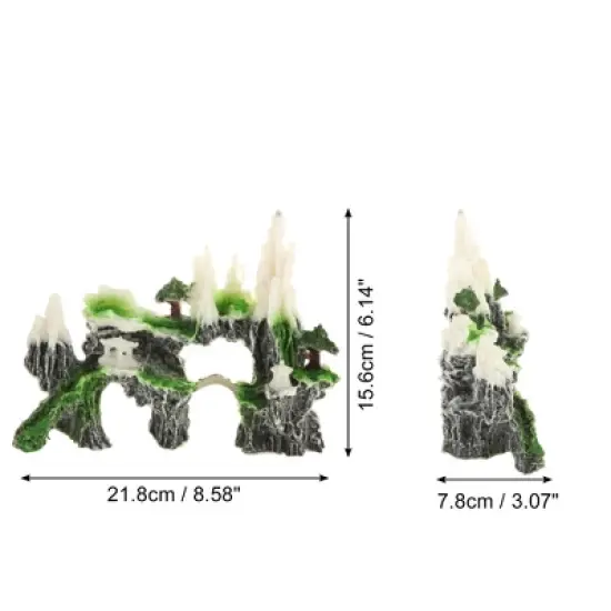 Unique Bargains Aquarium Terrariums Mountain for Fish Tank Landscape Decoration Green White 6.14" 1pcs image {3}