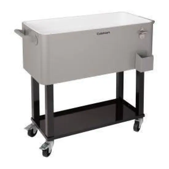Cuisinart 80Qt Outdoor Cooler Cart: Stainless Steel Patio Beverage Stand with Dual Lids, Wheels, Cap Opener image {2}