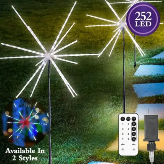 Flipo Multi-Colored Sparkler 126 LED Garden Lights Waterproof Great for Holidays Parties & More Control Brightness & Mode W/Remote Control image {9}