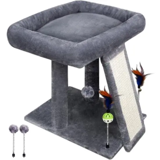 Cat Tree Tower with Cat Scratching Post for Indoor Cats, Activity Centre Climbing Tree with Scratching Board image {1}