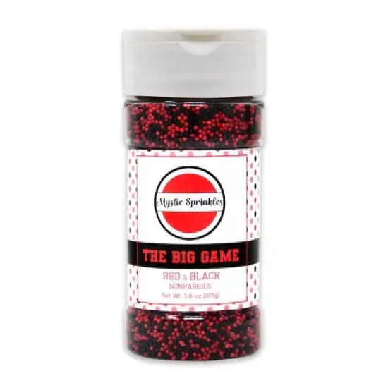 Mystic Sprinkles The Big Game: Red & Black Nonpareil Mix 3.8oz image {1}