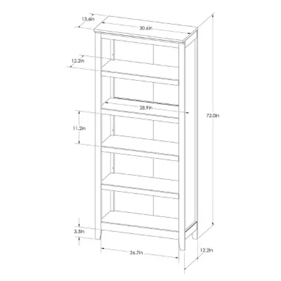 72" Carson 5 Shelf Bookcase - Threshold image {6}