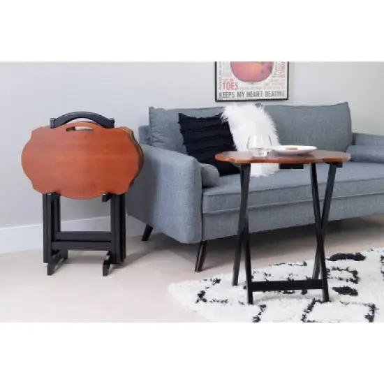 Austin Tray Table Set Black/Hazelnut - Powell Company image {1}