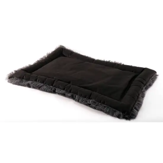 Precious Tails Eyelash Faux Fur Bordered Cat and Dog Mat - S - Gray image {2}