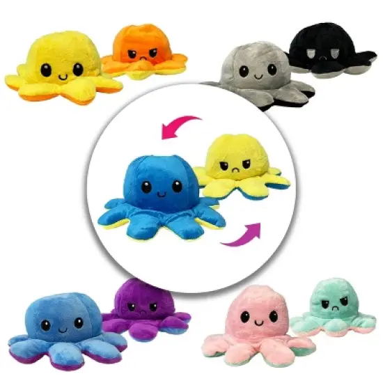 Link Moody Reversible Emotion Octopus Plushie Sad/Happy Express Your Emotions Moody Plush Toy Sensory Fidget Toy for Stress Relief image {3}