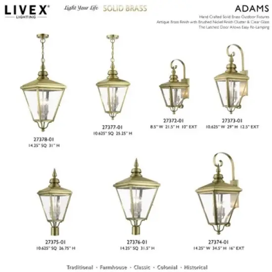 Livex Lighting Adams 3 - Light Post Light in  Antique Brass/Brushed Nickel image {2}