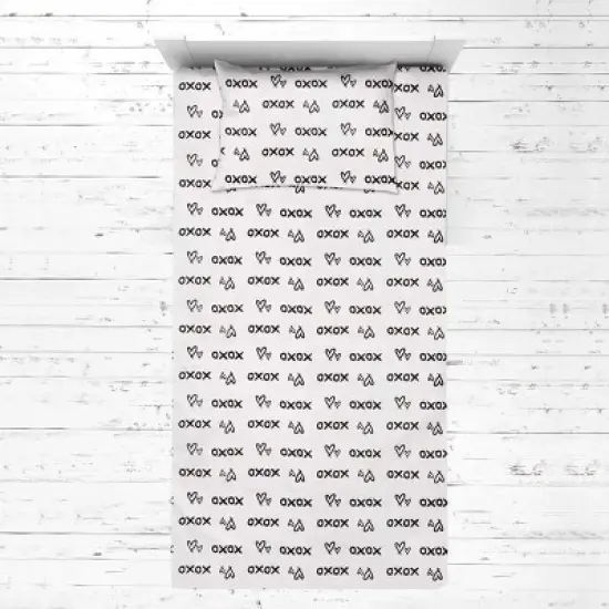 Bacati - Love  Black 3 pc Toddler Bed Sheet Set image {2}