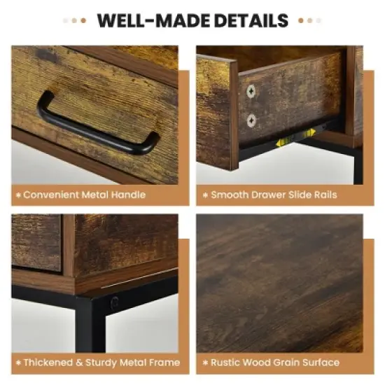 Costway Industrial Vanity Table with 3-Height Adjustable Mirror Storage Bag Large Drawer image {6}