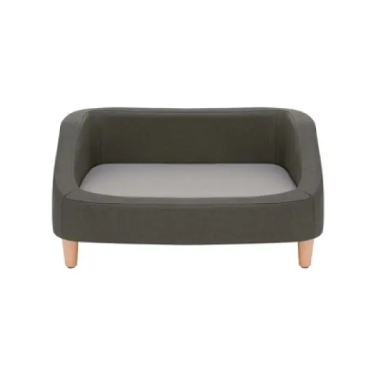 Teamson Pets Bennett 32 Inch Raised Heathered Linen Sofa Dog Daybed with Removable Cushion and Washable Cover for Cats & Small or Medium Dogs, Gray image {4}