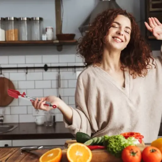 Unique Bargains Kitchen Non-stick Stainless Steel Tongs with Stands Silicone Tip for Cooking image {3}