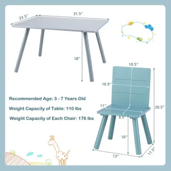 Costway 5 Piece Kids Wooden Activity Table and 4 Chairs Play Set Gift w/ Building Blocks image {1}