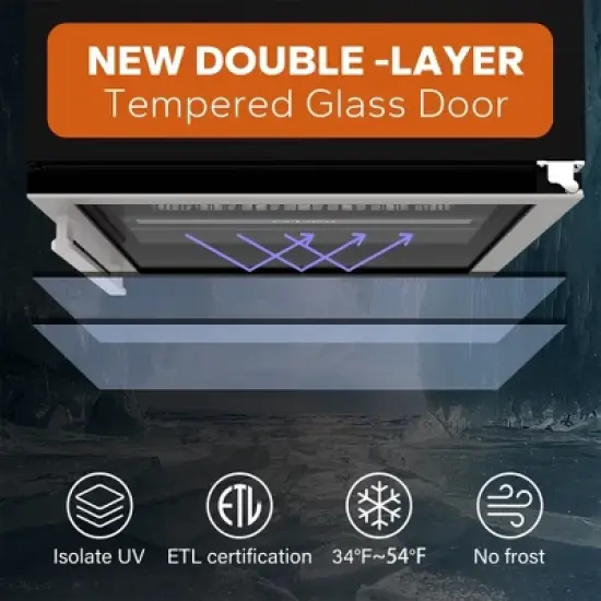 Ca'Lefort 24-inch 180-Can Beverage Fridge, 34&deg;F-54&deg;F, Glass Door with 3 LED Lights, Built-in/Freestanding, 5.65 cu.ft image {5}