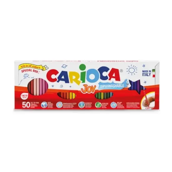 CARIOCA Joy Fine Tip Felt Tip Washable Pens 1/2 Meter - 50 Pieces image {5}