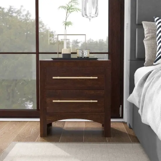 Melonnes Transitional 2 Drawer Nightstand Walnut - HOMES: Inside + Out image {2}
