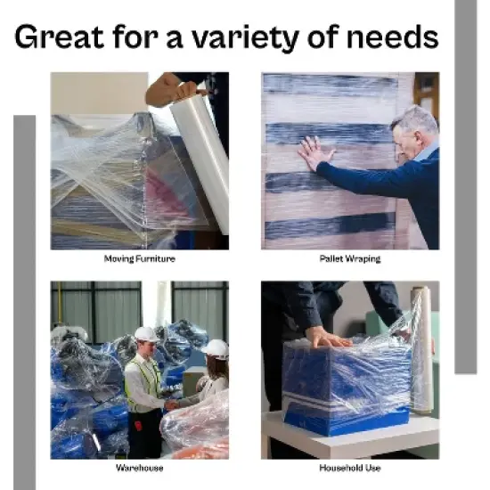 PSBM 4 Rolls Opaque Orange Cast Hand Pallet Stretch Wrap 18" x 1500 Ft. x 63 Gauge image {8}