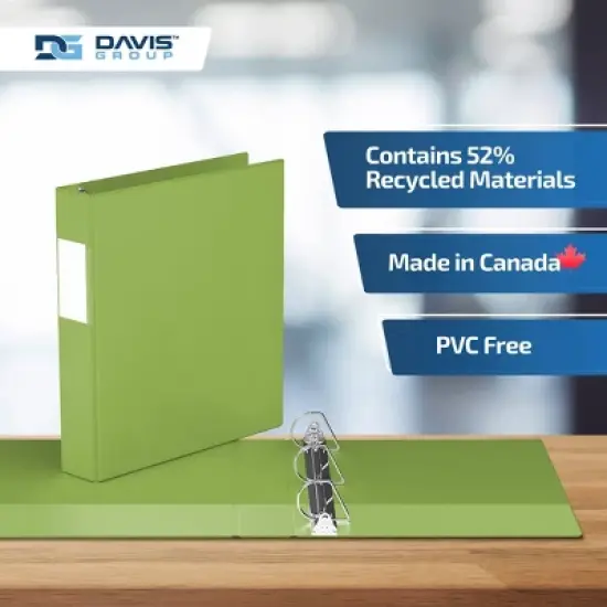 Davis Group 6pk 1.5" Premium Economy Angled D-Ring Binder Lime Green: Light Green, Hard Cover, 350 Sheet Capacity image {6}