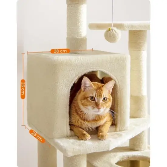 61"/75.2"H Cat Tree Cat Tower for Indoor Cats, Plush Multi-Level Cat Condo with Scratching Posts, Perches, Caves, Hammock image {5}