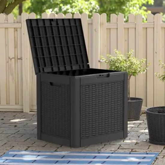 MAYEERTY 30 Gallon Large Capacity Outdoor Deck Box for Patio Furniture Cushions, Pillow with Wheels, Black image {4}