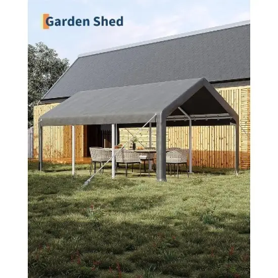 Durable Portable Carport Garage with Canopy Cover,Dual Front & Back Doors,Roll-Up Mesh Windows,Reinforced Frame for Vehicles,Boats and Outdoor Events image {3}