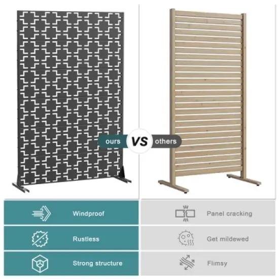 PexFix 72 in. H x 47 in. W Outdoor Metal Square Black Galvanized Panel Screen Garden Fence Brick Pattern Walls image {6}