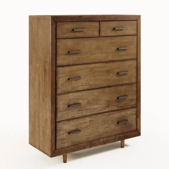 6pc Aurora Mid-Century Brown Bedroom Set with Upholstered Bed - Abbyson Living image {4}